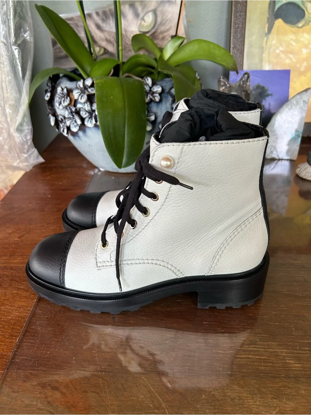 Chanel EU 40 Leather Combat Boots New in Box